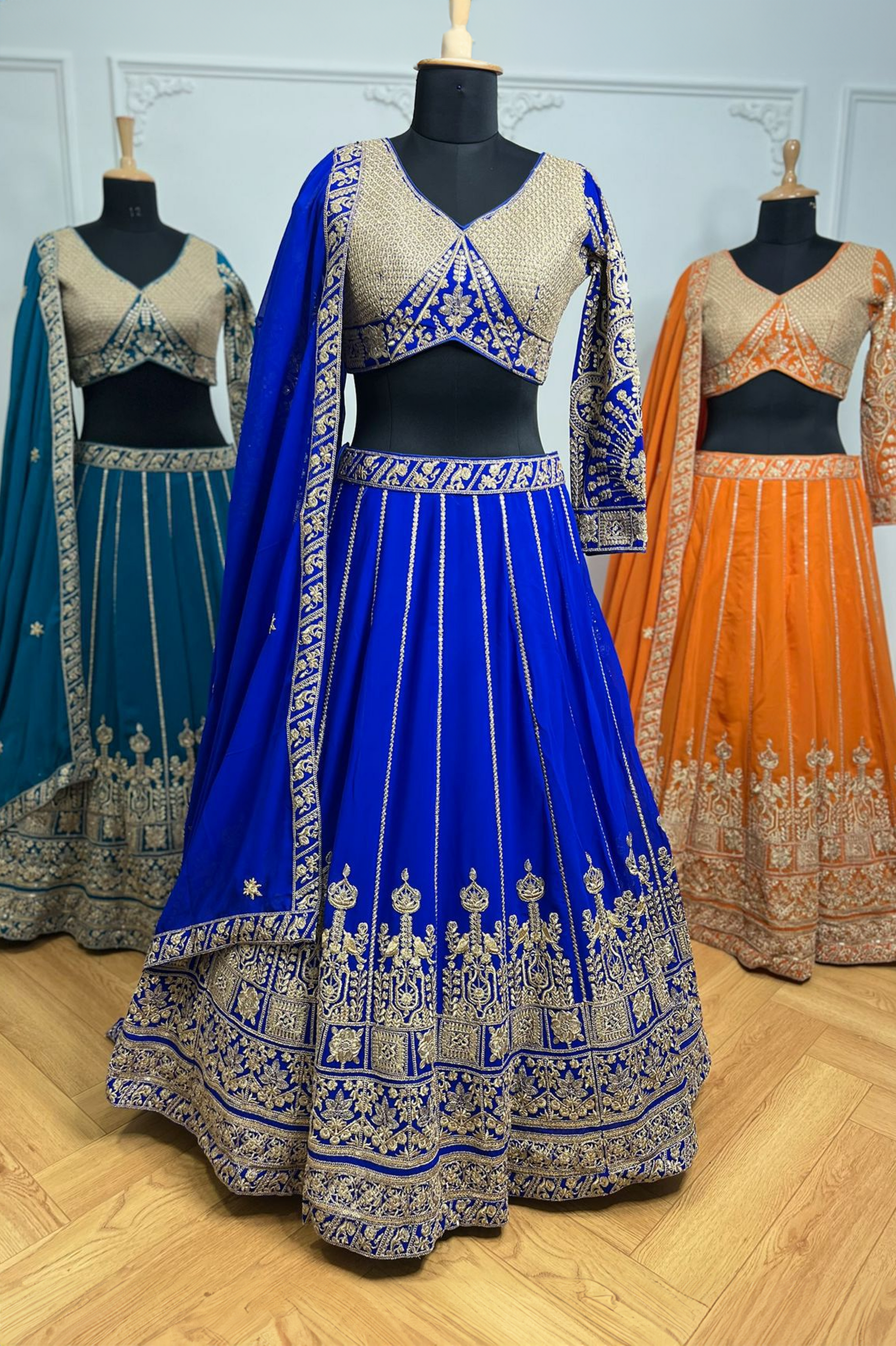 Crop Top, Skirt & Heavy Dupatta Set