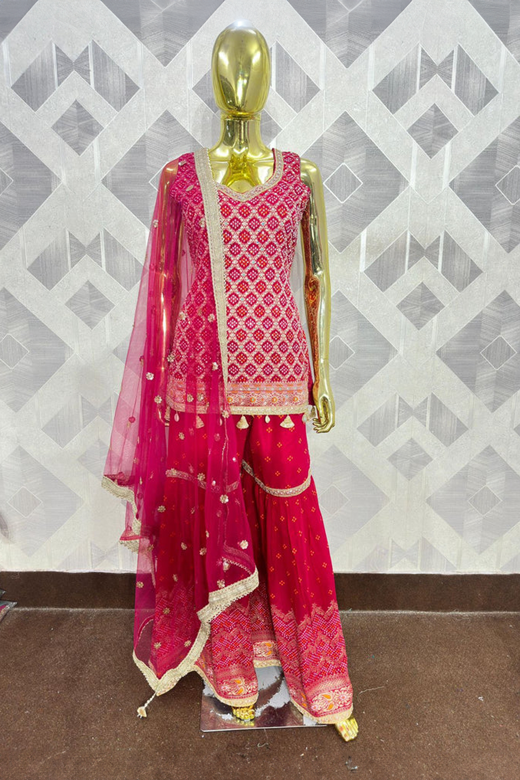 Elegant Hot Pink Sharara