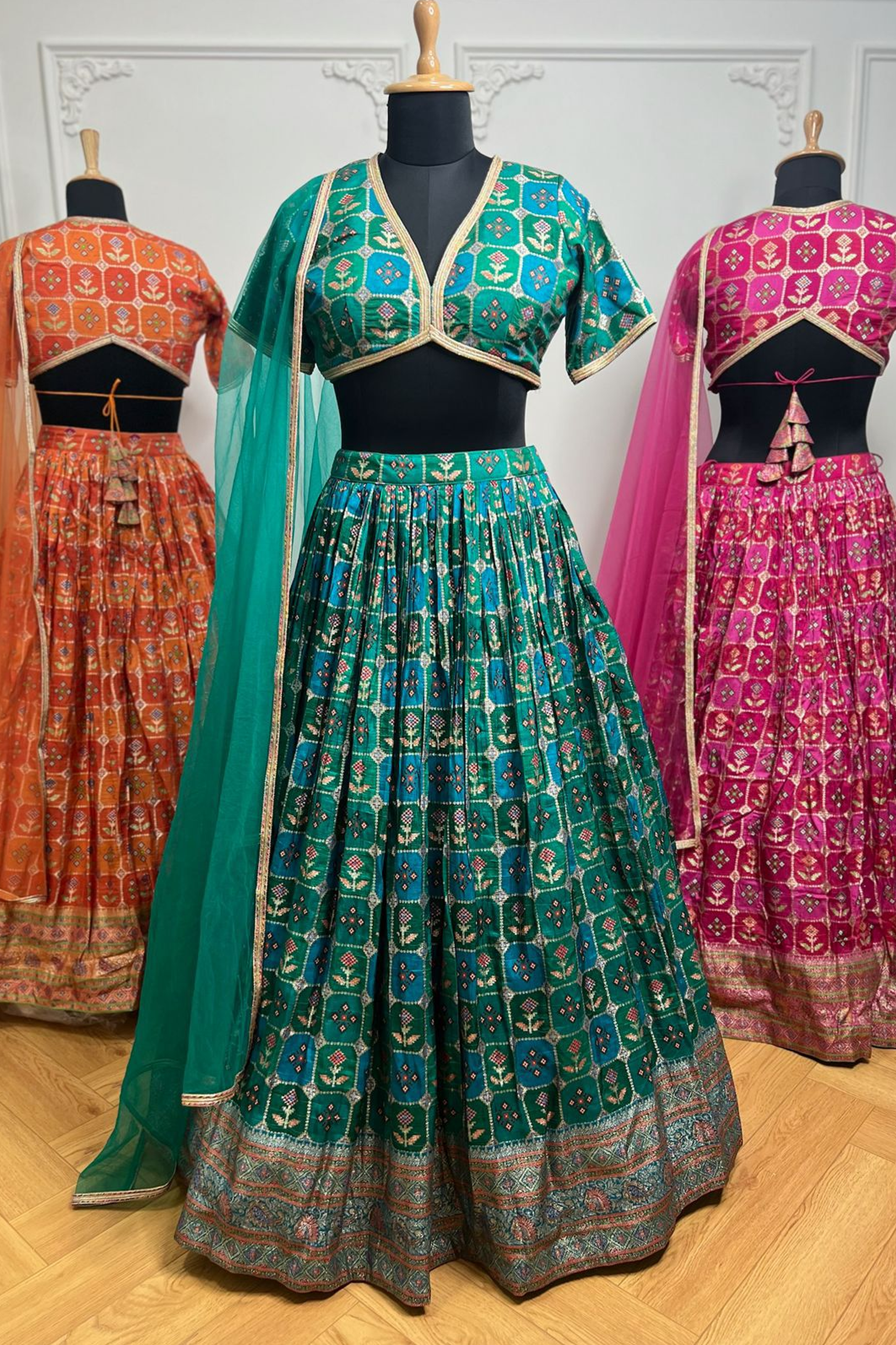 Banarasi Silk Crop Top & Skirt Set