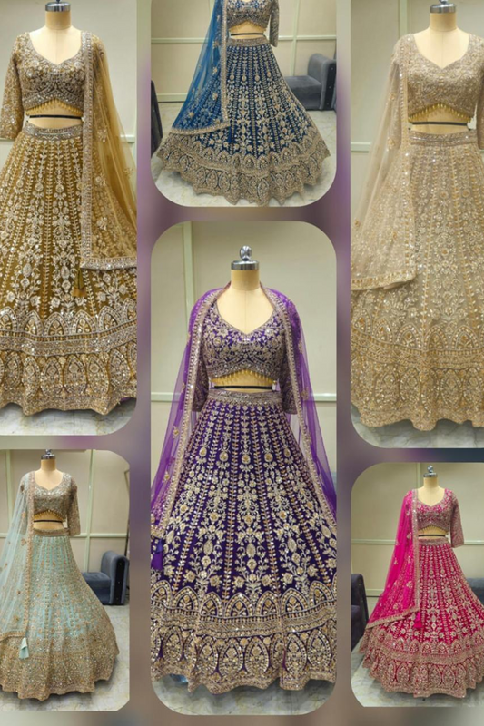 Embroidered Crop Top & Lehenga Skirt Set