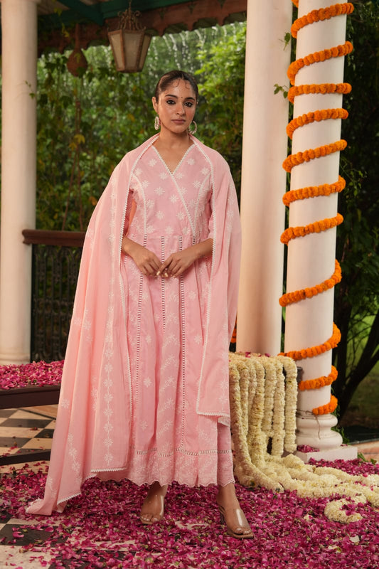 Chikankari Anarkali Cotton Suit
