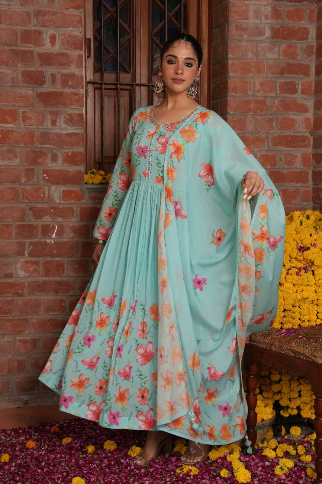 Anarkali set - color blue