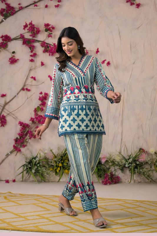 Women Elegant Cord set - blue